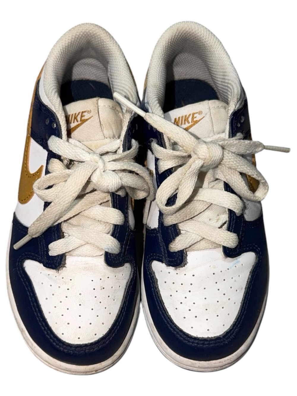 Nike Kids Low-Top Sneakers in Navy, White & Gold Accent